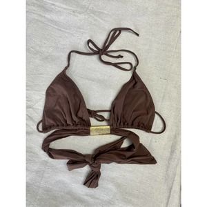 OndadeMar Brown Bikini Top Swimwear Luxury Resortwear Sz 12 Wrap Triangle